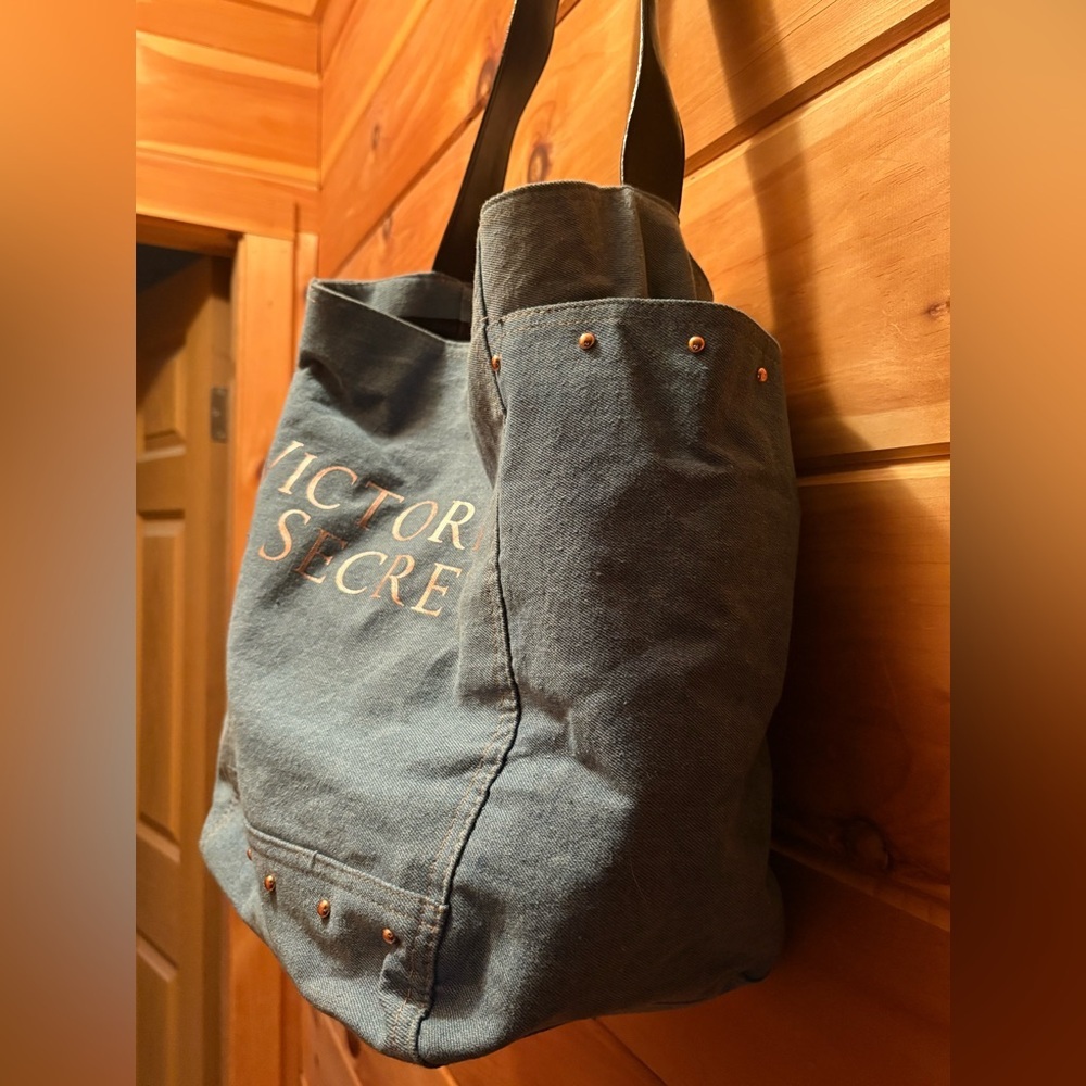 Denim Victoria Secret Tote Bag - Picture 5 of 9